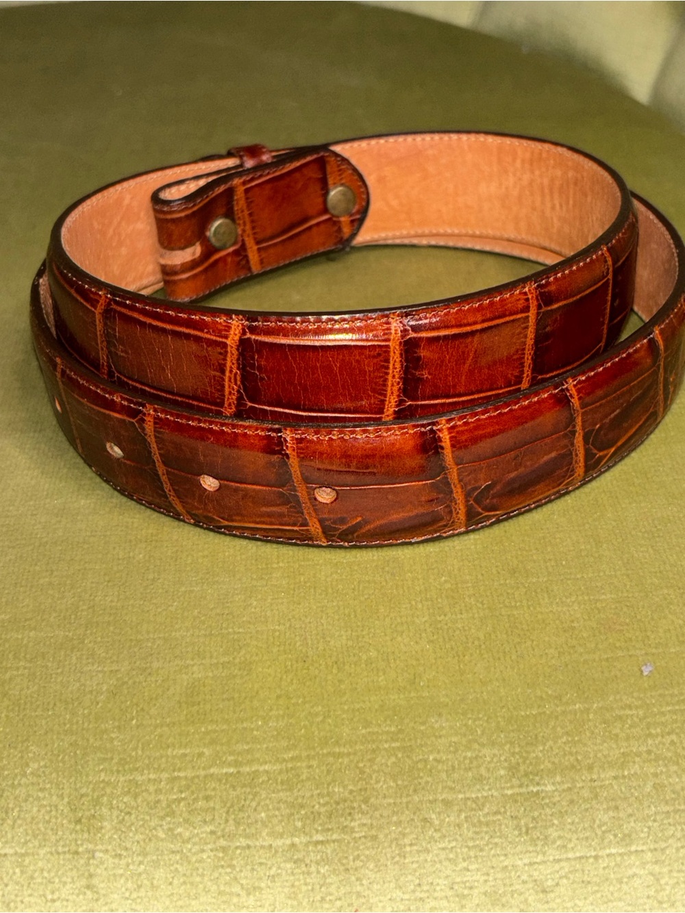 Genuine vintage Andrea Barnett leather belt crocodile pattern H7015 size 34